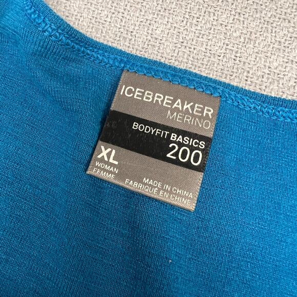 Icebreaker Shirt Womens XL Blue Merino Wool Bodyfit Basics 200 Running Stretch - Picture 3 of 5